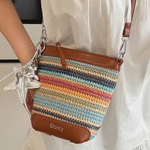 BV Bottega Small Andiamo Bolso de mujer tejido a mano de cuero genuinoBolsodebolso de manotipocuboconpatróntejidoparamujer,bolsodemarca,elegantebolsodemanoparaseñorabolsaderegaloexquisita,bolsodebolso de manodelujoparamujer,bolsocruzadodemodaparamujer,adecuadoparachicas,estudiantesnivel universitariodamasdeoficina,madresdemedianaedadparausodiario,comprasoficina,clase,reuniones,citas,actividadesalairelibretambiénunregaloidealparaBolso de Hombro Cruzado Casual Simple de Gran Capacidad, Personalizado, de Paja Texturizada, a la Moda para Mujer, Nuevo Estilo Verano 2026 - Blanco roto sin colgantes - Ver 6