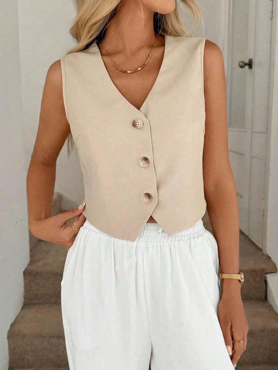 Chaleco negro, chaqueta fina, blusa de oficina para mujer - Azul 3 - Ver 1