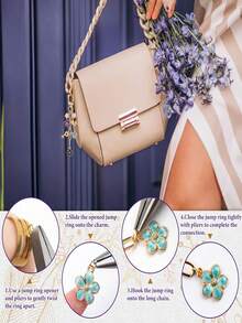 Kit de manualidades DIY para hacer llaveros con cadena y colgante de flor de aleación esmaltada, 80/131/206 piezas, incluye anilla para llaves, hebilla, cadena, argollas y alicates de montaje - Kit para hacer llaveros - Ver 4