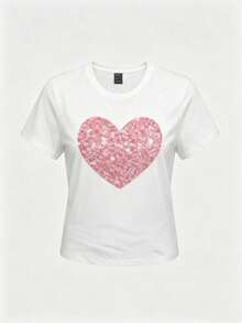 Single Garment, Not A 3-Piece Set. 1 Piece/Set Of Short-Sleeved T-Shirts Suitable For Streetwear. Oversized Crew Neck Top For Daily Outings, Camping, Concerts, Hip-Hop, Rock, And Rap Events. Women's Casual T-Shirt With Slogan Print And Short Sleeves, Graphic Blouses For Women. - 白色 - 查看 2
