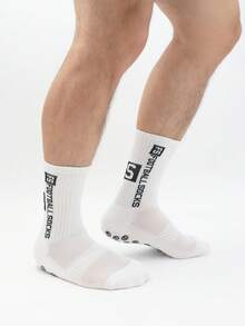 4 pares de calcetines de fútbol/baloncesto para hombres con almohadillas antideslizantes, calcetines deportivos, otoño - Blanco - Ver 6