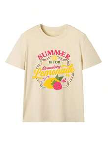 Suave Camiseta Gráfica Oversize de Limonada de Fresa para Mujer, Bonita Camiseta de Manga Corta con Estampado de Frutas y Cuello Redondo, Estilo Preppy de Verano con Estética Y2K, Top Casual Transpirable de Corte Holgado, Ropa de Vacaciones Coqueta Kawaii, Camiseta Dulce para el Día a Día, Perfecta para Vacaciones en la Playa, Festivales de Verano, Picnic, Despedida de Soltera, Uso Casual Diario, Salida de Fin de Semana, Paseo por la Ciudad, Cita para tomar un café, Fiesta en la Piscina, Viajes, Look Urbano, Ropa para Salir de Verano, Ropa para el Campus Universitario, Atuendo para Resort, Evento Temático de Limones, ropa de calor mujer - Albaricoque - Ver 2