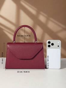 REMANLAND Luxurious Alluring Solid Color PU Party Clutch, Glamorous Refined Flap Women's Evening Bag With Detachable Metal Chain Shoulder Strap, Hidden Card Slots Suitable For Party, Dance, Banquet, Gathering, Wedding And Other Occasions - Burgundy - View 5