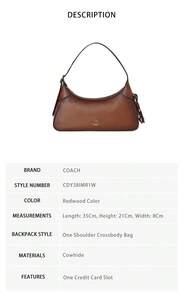 Coach Ella 女款單肩斜跨包 CDY38IMR1W - 紅杉色CDY38IMR1W - 查看 6