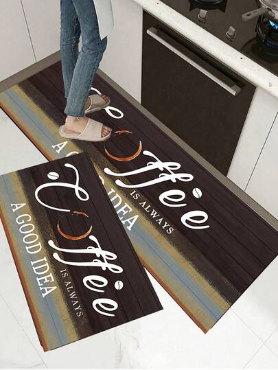 1/2 Pieces Farm Kitchen Carpet Set, Coffee Style Theme Decorative Kitchen Carpet, Non-Slip Absorbent Washable Floor Mat, Family Indoor Carpet.