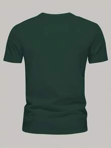 Stylish Casual Sports T-Shirt - Breathable Quick-Drying Fabric, Crew Neck, Short Sleeve, Perfect For Running And Outdoor Activities, White With "Bocchi" Graphic Design, Summer Essential, Sportswear| Crew Neck T-Shirt| Comfortable Fit - 墨綠色 - 查看 3