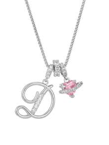 1 pieza Collar de acero inoxidable dorado con colgante de corazón rosa, letra personalizada y circonita cúbica exquisita, collar con letra de nombre simple, regalo de moda para novia, mamá, familia, amiga, hija, adecuado para aniversario, Día de San Valentín, Día de la Madre, cumpleaños, graduación, uso diario, boda, baile de graduación - Plateado - Ver 7