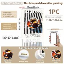 1 cái, Tranh treo tường canvas, Trang trí tường có khung, Tranh tường Espresso Ý cổ điển, Poster ly cà phê sọc xanh retro, Bản in nghệ thuật chủ đề Espresso hoa - Nhiều màu - Xem 18