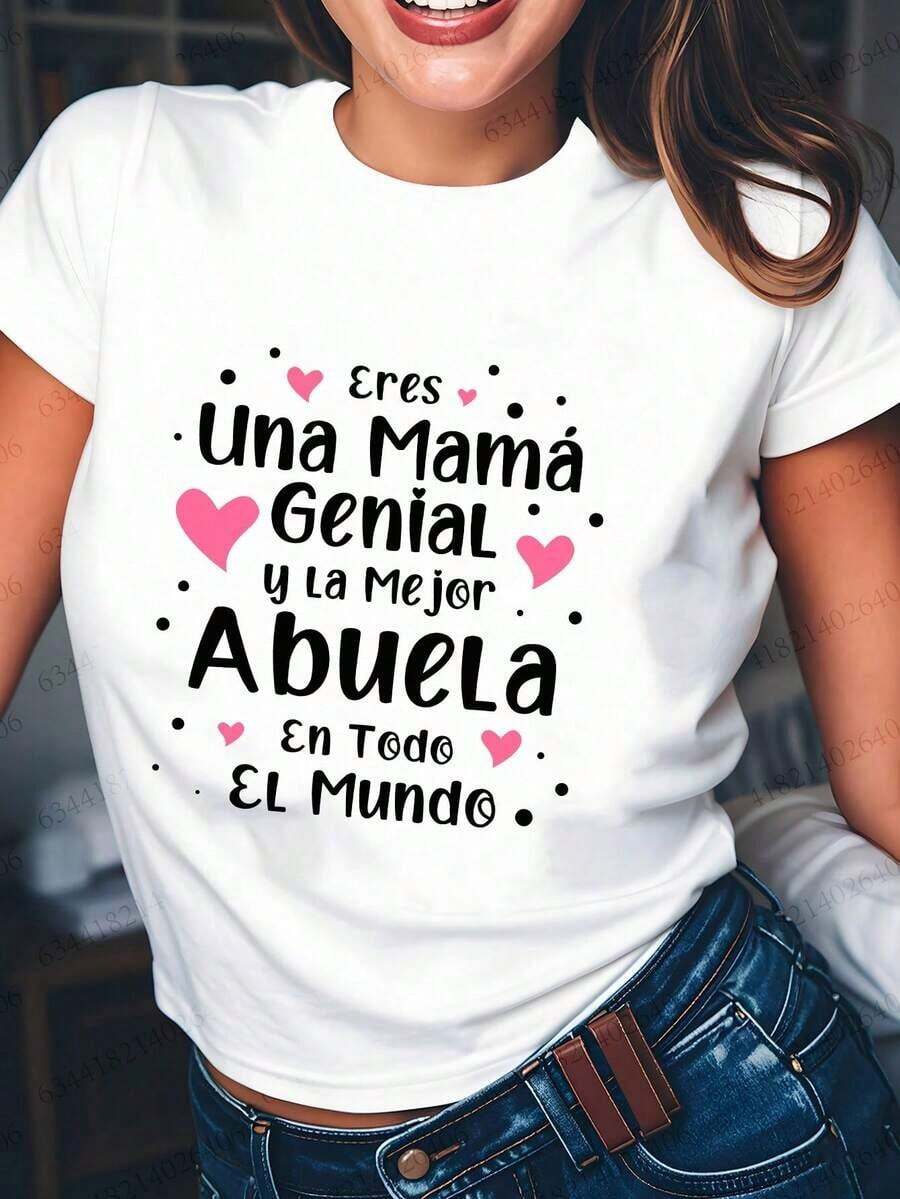 CamisetaInformaldeMangaCortaparaMujerEstampadoMejorMamáyAbuelaconCorazones,CuelloRedondoRegularLavableaMáquinaMaterialTranspirable,DiseñoRelajadoRopaFamiliar,RegaloIdealparaNovia,SuperiordeVeranoesAmarilloClaro,TextoesEspañol,AjusteCómodo,TejidoNoTransparente,PrendaDiaria100%AlgodónCamiseta fresca de verano, estilo unisexCamiseta fresca de verano, estilo unisex