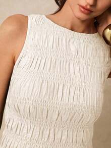 Camiseta de tirantes casual a cuadros para mujer en verano - Beis - Ver 7