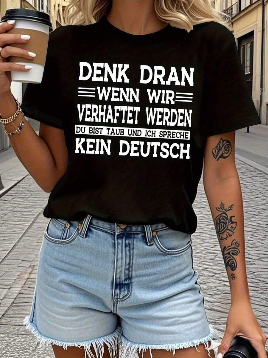Talla Grande - Talla Grande - Broma Drtida - Camiseta Temática | Top Casual de Manga Corta y Cuello Redondo para Verano y Primavera, Ropa de Mujer, Patrón Geométrico, Tejido Ligeramente Elástico