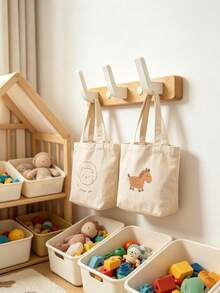 1pc Baby Room Storage Rack | 0-6 Years Infants & Moms | Natural Solid Wood Base + Thickened ABS Hooks, No Burrs, For Clothes, Stable Load-Bearing | Baby Room Wall-Mounted Hooks, Can Hang Baby Hats, Bibs, Aprons, Clothes, Towels, Drill-Free Installation, Space-Saving, Suitable For Baby Room, Children's Room Walls | Children's Solid Wood Wall-Mounted Hook Rack | Baby Room Clothing Storage, Towel Hanging, Wall Organization, All Seasons - Multicolor - View 9
