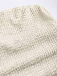 Vestido mini de punto sin tirantes de unicolor minimalista para mujer, vestido de pastel de múltiples capas - Beis - Ver 5