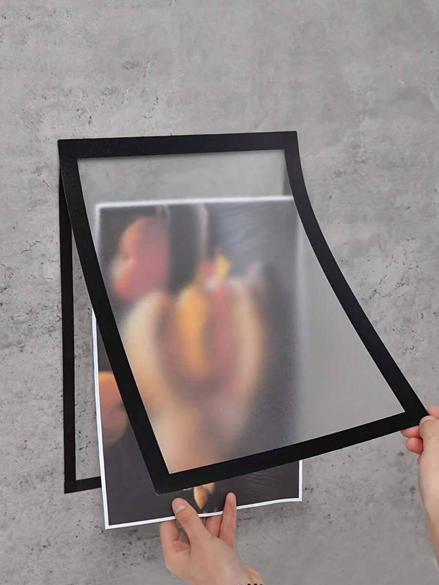 3pcs HUUPRO Magnetic Self-Adhesive Photo Frame - Portable Wall-Mounted Plastic Photo/Document Display Frame, Suitable For Photos, Magnetic Whiteboard, Minimalist Decor - Magnetic Frame, File Folder (No Screws/No Installation Required) - one-size - View 1