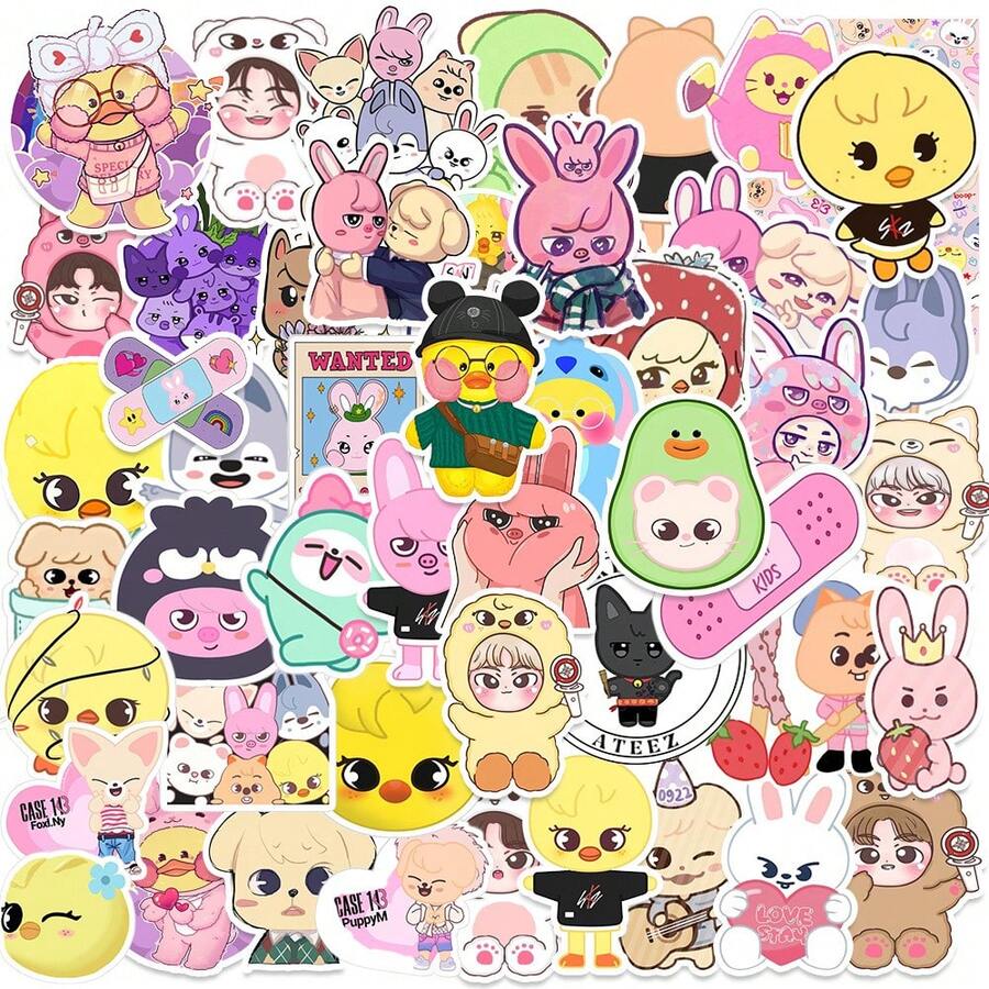 Hasbro 50张SKZOO卡通贴纸,适用于剪贴簿、笔记本、笔记本电脑、行李箱、涂鸦装饰、礼品 - 彩色 - 查看 1