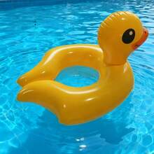 Anillo inflable con forma de animal lindo (disponible pato o flamenco), material de PVC grueso, divertido anillo flotante para juegos acuáticos de verano - pato - Ver 10