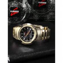 Casio 黑色金色对比金属质感复古双显腕表，太阳能供电，防震防水，双LED背光，不锈钢表带，多功能腕表，适合男士、学生、通勤和户外活动。 - 均碼 - 查看 9