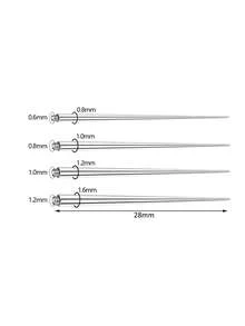 Kit de taladro de acero inoxidable 316L hipoalergénico, incluye taladro recto y curvo con rosca interna y externa, pasadores guía, herramientas de inserción y expansión para joyas de perforación de nariz, oreja, labio y ombligo en 0.8mm, 1.0mm, 1.2mm, 1.6mm - derecho - Ver 12