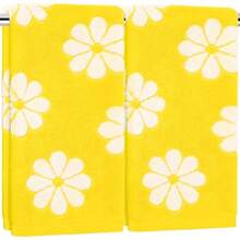 2 Pcs Floral Hand Towels Yellow Daisy Flower Jacquard Cotton Bath Towel Spring Absorbent Dish Towel For Housewarming Home Kitchen Bathroom Decor Gift Set - Yellow - View 9