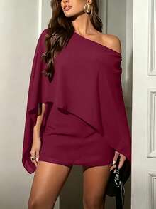 Đầm mini dáng chữ A không tay cổ chữ V bằng chiffon gợi cảm mùa hè dành cho nữ, vạt bất đối xứng, thiết kế buộc dây hở lưng, màu đỏ tía thanh lịch, quà tặng cho vợ, mẹ, bạn gái nhân dịp kỷ niệm. - Màu Đỏ Sâu - Xem 2