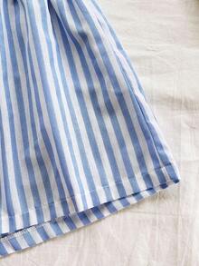 Conjunto de 2 piezas de vacaciones para mujer, top de tirantes con escote en V con textura rojo y shorts sueltos extremadamente cortos, adecuado para citas, fiestas y paseos por la ciudad - Azul y blanco 2 - Ver 7