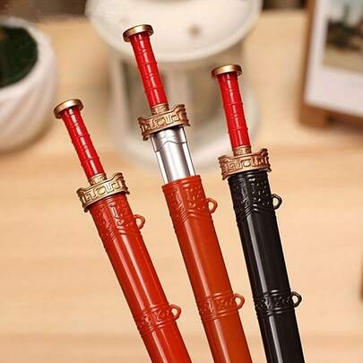 2pcs Creative Chinese Sword Neutral Gel Pens - Smooth Medium Tip, Suitable For School, Office And Gifts