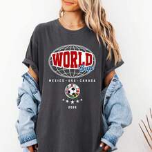 Sitio web independiente WORLD CUP2026 Copa del Mundo, nueva camiseta unisex de algodón puro, estilo casual, talla grande, cuello redondo y corte holgado. - Blanco - Ver 10