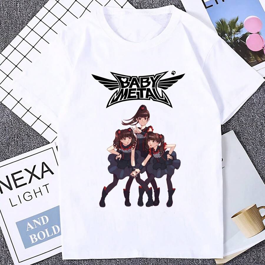 Camiseta de banda de Rock BABYMETAL para hombre y mujer, camisa Kawaii de Hip-Hop, Harajuku, moda de dibujos animados, camisetas Sakura Waifu - forma - Ver 1