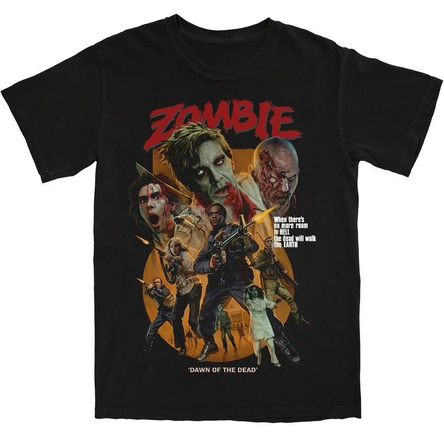 Camiseta gráfica de la película de terror Dawn of The Dead, camiseta clásica de culto con diseño de zombie, apocalipsis, ropa de calle, camiseta de algodón - forma - Ver 1