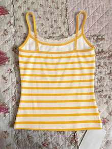 Camiseta de tirantes de mujer con bordado de perro salchicha, corazón y rayas con encaje de contraste - Multicolor 4 - Ver 2