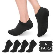 4 paires de chaussettes de yoga de couleur unie pour femmes, chaussettes de danse courtes, chaussettes de sport, de ballet et de pilates antidérapantes - Multicolore - Voir 7