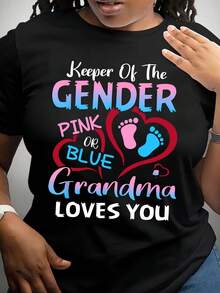 Elegante Camiseta para Uso Diario: Mantente fiel a tu género, la abuela te quiere. Camiseta casual de mujer con estampado, cuello redondo y manga corta, camiseta elegante y a la moda. - Negro - Ver 1