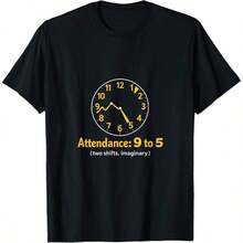 1 "Data Science Clock Attendance 9 To 5 Imaginary Shifts" T-Shirt For All Seasons, 100% Cotton, Single-Sided Print, Crew Neck, Short Sleeve, Unisex, Base Layer, 180g, 100% Cotton, Designs Are Printed. Unisex. - 顏色 1 - 查看 6