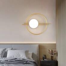 1 件，家用现代金色/黑色 LED 壁灯，简约圆形壁灯，装饰圆形壁灯，几何金属壁灯，适用于卧室、客厅、走廊、入口家居装饰，直径 400 毫米/15.75 英寸，G9 灯座，易于更换灯泡（不含灯泡） - 均碼 - 查看 3