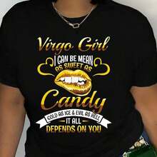 Recomiendo encarecidamente la camiseta para mujer con temática de Virgo, que presenta llamativos y atrevidos diseños del zodiaco y un impactante gráfico de labios dorados. Cuenta con un estampado de primera calidad resistente a la decoloración que se mantiene vibrante y nítido incluso tras repetidos usos. Las frases ingeniosas resaltan tu estilo único de Virgo. Es una prenda elegante y llamativa para mostrar tu audaz personalidad y orgullo zodiacal. Fácil de combinar. - Negro - Ver 7