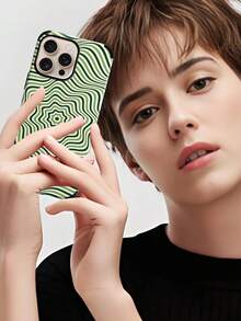 1pc Artistic Visual Illusion Wave Pattern Shock-Proof Dust-Proof Handcrafted Soft Shell Phone Case Suitable For Apple 17 Pro Max/16 Pro Max/16 Plus/13 Pro Max/14 Pro Max 13 14 11 12 Pro 11/15 Pro, Galaxy S24 Ultra, With Speaker Hole Design, Suitable As Holiday Gift - Green - View 8
