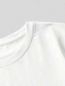 Camiseta de corazón de hueso impresa LDA cuello redondo de manga corta mujer casual aumenta el tamaño - Negro - Ver 3