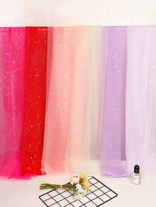 1pc Silver Polka Dot Mesh Fabric, Rigid Apparel, Stage Costume Material, Cotton Polyester Blend, Gift Packaging - Pink - View 4
