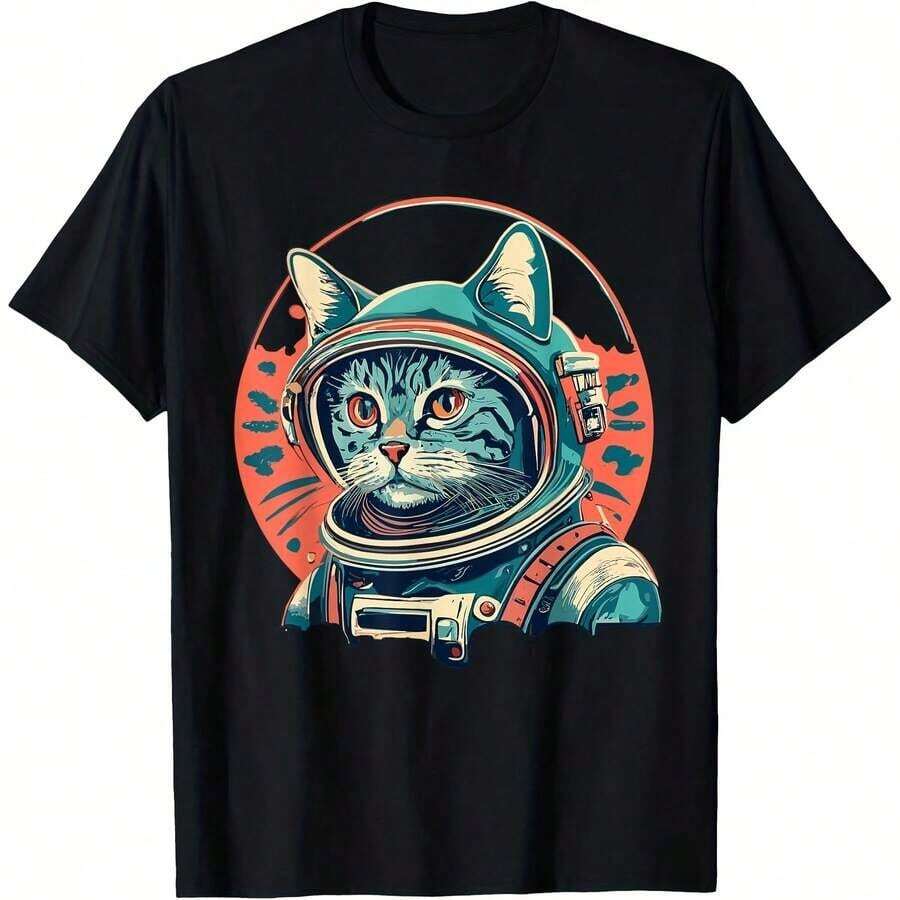 GiftSpace Camiseta de Manga Corta con Cuello Redondo para Mujer, Diseño de Astronauta, Estilo Coic Explorer, Impresión a una Cara, Algodón, Suave, para Todas las Temporadas - Color 9 - Ver 1