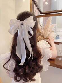 1pc Women's Oversized Satin Ribbon Bow Hair Clip, Fairy-Like Fashionable Elegant, Sweet Princess Hair Clip, Back Of Head High-End Hair Accessory, Spring Clip Hair Clip, Women's Summer Hair Accessory, Perfect For Vacation, Beach, Wedding, Party, Daily Wear - Multicolor - View 11