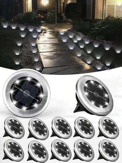 1/2/4pcs Detachable 8LED Solar Lights, Outdoor Path Lights With Light Sensor, White/Warm/Color Changing Landscape Lights For Yard, Patio, Garden, Pathway, Fence, Street, Suitable For Music Festival, Back To School, Christmas, Halloween, Valentine's Day, Eid, Party Decor