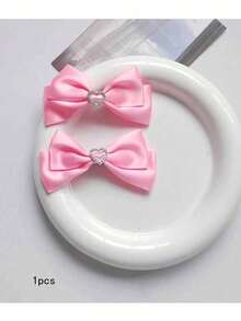 2 piezas Clips de pelo con forma de corazón rosa, accesorios de pelo con lazo para boda/festival de música, clips de pelo para flequillo/coletas, viaje, cumpleaños - Rosa - Ver 10