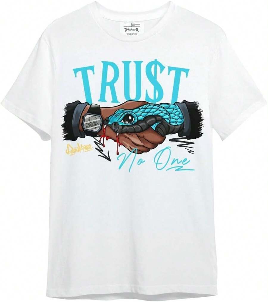 Camiseta Gráfica Dunkare Sneaker Match para Hombre y Mujer - Retro Gamma Blue 11s Streetwear | Unisex, corte regular, estilo vintage Y2K - Blanco - No confíes en ninguna serpiente - Ver 1