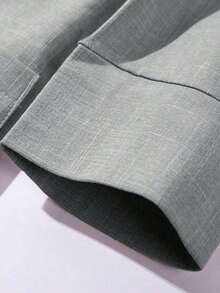 Blazer de lino de 3/4 de manga con cintura ajustable, diseño de botones, adecuado para ir al trabajo, eventos formales, fiestas elegantes, ropa de oficina - Primavera, Verano, Otoño - Gris - Ver 3