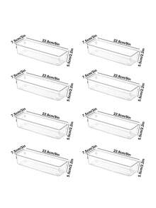 1pc/3/4/5/6/7/8/12pcs Universal Clear Drawer Organizer, Desktop Layout Organizer, Portable Drawer Storage Artifact, Desktop Organization Organizer, Drawer Storage Set. - Multicolor - View 15
