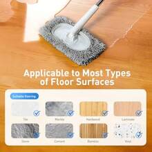 6 Pack Reusable Microfiber Mop Pads Compatible With Sweeper Mops, Replacement Mopping Pads Dry Sweeping Cloths, Washable Chenille Flat Mops Refills For Mopping Floor Cleaning Mop Is Not Included - Gray - View 6