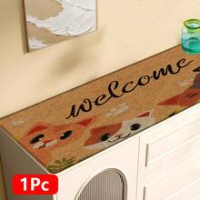 1pc Cat Pattern Printed Linen Kitchen Rug, Doormat, Bath Mat, Hallway Mat, 3D Printed Rectangle Carpet For Living Room, Bedroom, Corridor, Bathroom, Laundry Room - Polyester Rug For Indoor And Outdoor Home Decor - Multicolor - View 12