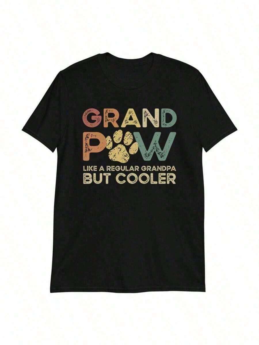 Camiseta para Amantes de Perros Grandpaw – Diseño Divertido con Huella de Pata Grand Pow, Camiseta Casual de Algodón con Cuello Redondo para Hombres, Regalo Perfecto para el Día del Padre para Abuelos o Amantes de Gatos, Ropa con Humor |       Camiseta con Estampado Divertido |       Lavable aáquina, regalo para el abuelo. Una camiseta divertida con estampado de dibujos animados. Camisetas con estampado de letras y gráficos de moda futurista. Camisetas gráficas de verano, Halloween, de algodón, divertidas, 365T, estilo retro de los 90, para todos los géneros. - Negro - Ver 1