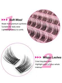 Rikuaild 100 sợi mi giả D Curl, độ dài hỗn hợp 8-16mm, mềm mại và nhẹ, trông tự nhiên, dùng để nối mi tại nhà, có thể tái sử dụng, cụm mi giả, mi giả riêng lẻ. - D - Xem 4