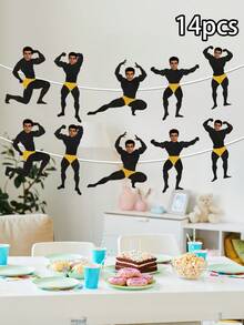 7/14/21pc Banner trang trí tiệc chủ đề Cơ bắp nam giới có thể tùy chỉnh, màu đen và vàng, hình ảnh năng động, có thể chèn ảnh cá nhân hóa cho đám cưới, sinh nhật, lễ tốt nghiệp, chất liệu giấy bền, không cần điện, phông nền sự kiện, trang trí sống động, trang trí có thể tái sử dụng, trang trí tùy chỉnh, lễ tốt nghiệp, quà tặng cá nhân hóa - Đen 1 - Xem 17